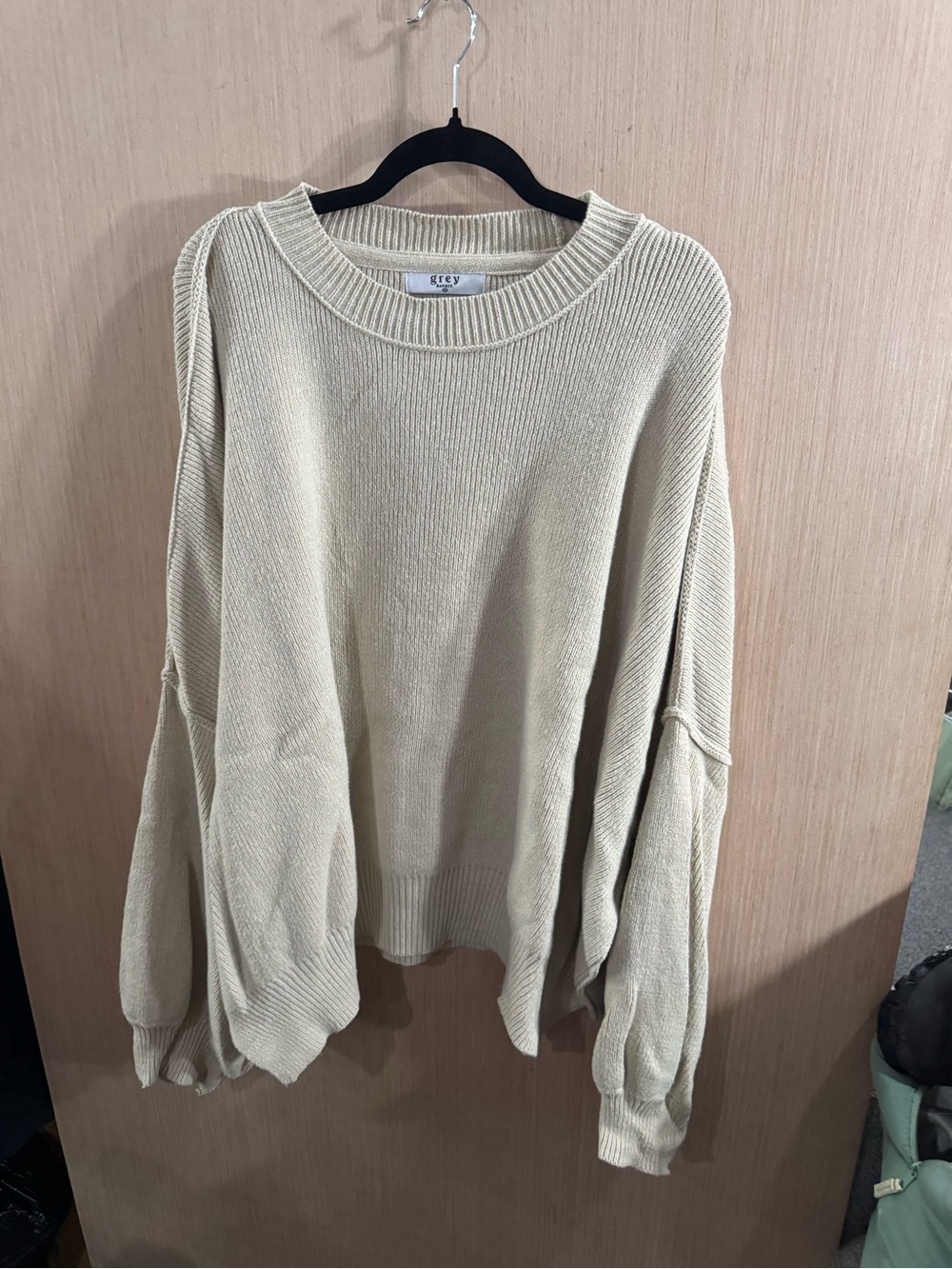 Womenβs Grey Bandit Knit Oversized Crewneck Sweaterβ - Cream Size XXL